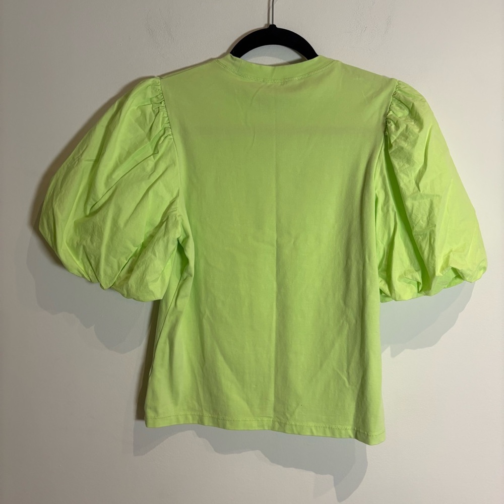 LOVE THE LABEL Lali Tee Shirt Puff Sleeve In Lime Size Small - Picture 3 of 7